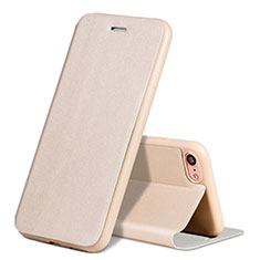 Carcasa de Cuero Cartera con Soporte L01 para Apple iPhone SE (2020) Oro