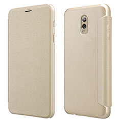 Carcasa de Cuero Cartera con Soporte L01 para Samsung Galaxy C7 (2017) Oro