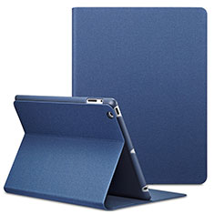 Carcasa de Cuero Cartera con Soporte L02 para Apple iPad 2 Azul