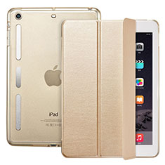 Carcasa de Cuero Cartera con Soporte L05 para Apple iPad Mini 3 Oro