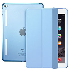 Carcasa de Cuero Cartera con Soporte L06 para Apple iPad Mini 4 Azul Cielo