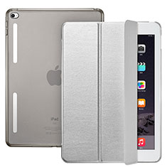 Carcasa de Cuero Cartera con Soporte L06 para Apple iPad Mini 4 Plata