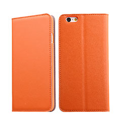 Carcasa de Cuero Cartera con Soporte para Apple iPhone 6 Plus Naranja