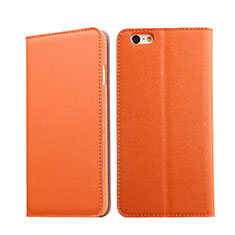 Carcasa de Cuero Cartera con Soporte para Apple iPhone 6S Naranja