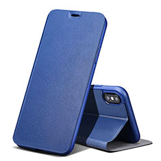 Carcasa de Cuero Cartera con Soporte para Apple iPhone Xs Azul