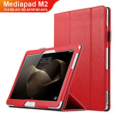 Carcasa de Cuero Cartera con Soporte para Huawei MediaPad M2 10.0 M2-A01 M2-A01W M2-A01L Rojo