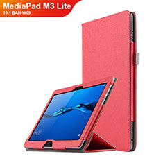 Carcasa de Cuero Cartera con Soporte para Huawei MediaPad M3 Lite 10.1 BAH-W09 Rojo