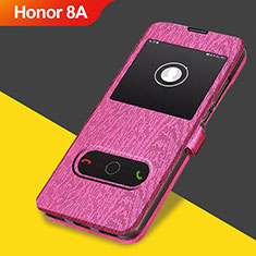 Carcasa de Cuero Cartera con Soporte para Huawei Y6 Pro (2019) Rosa Roja