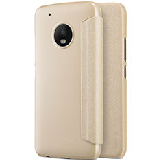 Carcasa de Cuero Cartera con Soporte para Motorola Moto G5 Plus Oro