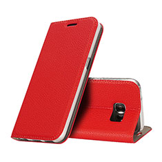 Carcasa de Cuero Cartera con Soporte para Samsung Galaxy S7 G930F G930FD Rojo
