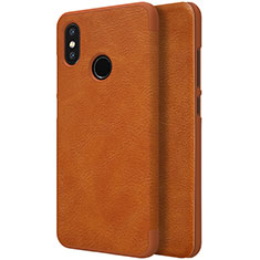 Carcasa de Cuero Cartera con Soporte para Xiaomi Mi 8 Marron