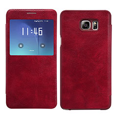 Carcasa de Cuero Cartera con Soporte U01 para Samsung Galaxy S7 Edge G935F Rojo