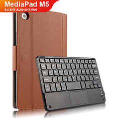 Carcasa de Cuero Cartera con Teclado para Huawei MediaPad M5 8.4 SHT-AL09 SHT-W09 Marron