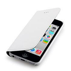 Carcasa de Cuero Cartera para Apple iPhone 5C Blanco