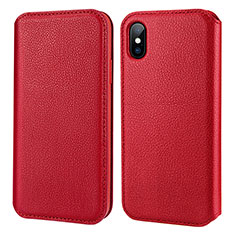 Carcasa de Cuero Cartera para Apple iPhone X Rojo