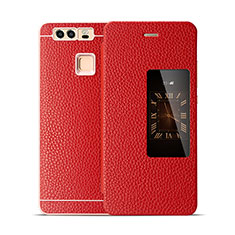 Carcasa de Cuero Cartera para Huawei P9 Plus Rojo