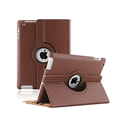 Carcasa de Cuero Giratoria con Soporte para Apple iPad 2 Marron