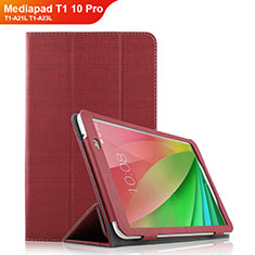 Carcasa de pano Cartera con Soporte para Huawei Mediapad T1 10 Pro T1-A21L T1-A23L Rojo