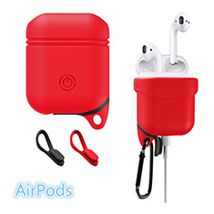 Carcasa de Silicona con Mosqueton Enchufe para AirPods Funda de Carga Z02 Rojo