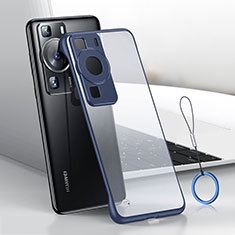 Carcasa Dura Cristal Plastico Funda Rigida Sin Marco Transparente H01 para Huawei P60 Azul