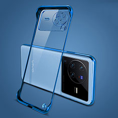 Carcasa Dura Cristal Plastico Funda Rigida Sin Marco Transparente H01 para Vivo X80 Pro 5G Azul