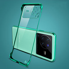 Carcasa Dura Cristal Plastico Funda Rigida Sin Marco Transparente H01 para Vivo X80 Pro 5G Verde
