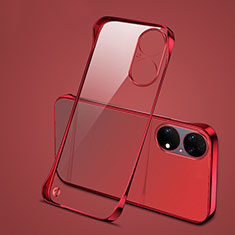 Carcasa Dura Cristal Plastico Funda Rigida Sin Marco Transparente H03 para Huawei P50e Rojo