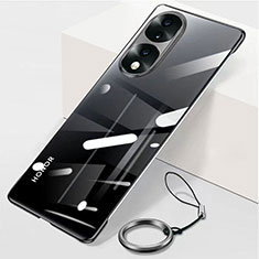 Carcasa Dura Cristal Plastico Funda Rigida Sin Marco Transparente H04 para Huawei Honor 70 Pro 5G Negro