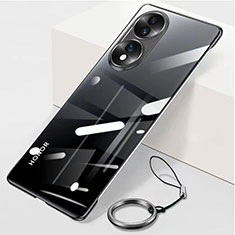 Carcasa Dura Cristal Plastico Funda Rigida Sin Marco Transparente para Huawei Honor X7b Negro