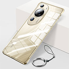 Carcasa Dura Cristal Plastico Funda Rigida Sin Marco Transparente para Huawei P60 Art Oro