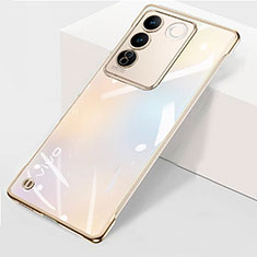 Carcasa Dura Cristal Plastico Funda Rigida Sin Marco Transparente para Vivo V27 Pro 5G Oro