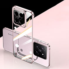 Carcasa Dura Cristal Plastico Funda Rigida Sin Marco Transparente para Xiaomi Mi 14 5G Rosa