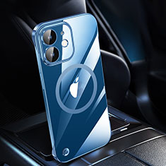 Carcasa Dura Cristal Plastico Funda Rigida Transparente con Mag-Safe Magnetic QC1 para Apple iPhone 12 Mini Azul