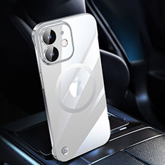 Carcasa Dura Cristal Plastico Funda Rigida Transparente con Mag-Safe Magnetic QC1 para Apple iPhone 12 Mini Plata