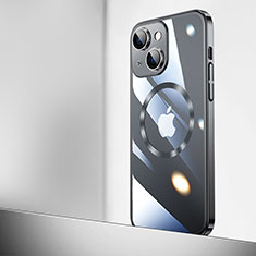 Carcasa Dura Cristal Plastico Funda Rigida Transparente con Mag-Safe Magnetic QC2 para Apple iPhone 14 Negro