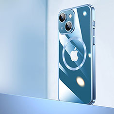 Carcasa Dura Cristal Plastico Funda Rigida Transparente con Mag-Safe Magnetic QC2 para Apple iPhone 14 Plus Azul