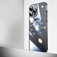 Carcasa Dura Cristal Plastico Funda Rigida Transparente con Mag-Safe Magnetic QC2 para Apple iPhone 14 Pro Max Negro