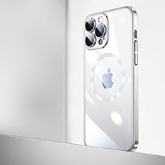 Carcasa Dura Cristal Plastico Funda Rigida Transparente con Mag-Safe Magnetic QC2 para Apple iPhone 14 Pro Max Plata