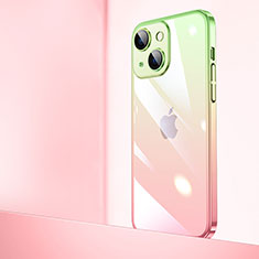 Carcasa Dura Cristal Plastico Funda Rigida Transparente Gradiente QC1 para Apple iPhone 13 Mini Rosa