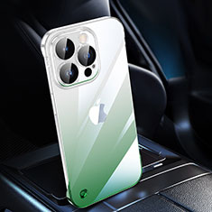 Carcasa Dura Cristal Plastico Funda Rigida Transparente Gradiente QC2 para Apple iPhone 13 Pro Max Verde