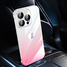 Carcasa Dura Cristal Plastico Funda Rigida Transparente Gradiente QC2 para Apple iPhone 14 Pro Rosa