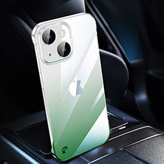Carcasa Dura Cristal Plastico Funda Rigida Transparente Gradiente QC2 para Apple iPhone 14 Verde