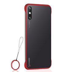 Carcasa Dura Cristal Plastico Funda Rigida Transparente H01 para Huawei Enjoy 10e Rojo