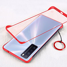 Carcasa Dura Cristal Plastico Funda Rigida Transparente H01 para Huawei Nova 7 5G Rojo