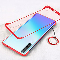 Carcasa Dura Cristal Plastico Funda Rigida Transparente H01 para Huawei Y8p Rojo