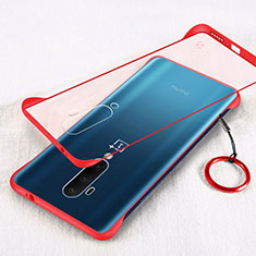 Carcasa Dura Cristal Plastico Funda Rigida Transparente H01 para OnePlus 7T Pro 5G Rojo