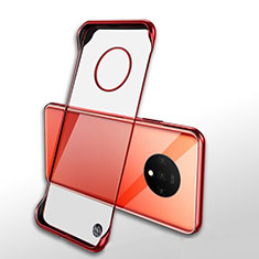 Carcasa Dura Cristal Plastico Funda Rigida Transparente H01 para OnePlus 7T Rojo
