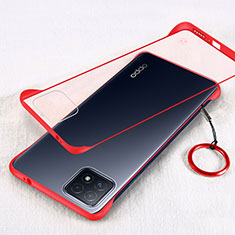 Carcasa Dura Cristal Plastico Funda Rigida Transparente H01 para Oppo A53 5G Rojo