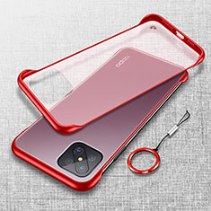 Carcasa Dura Cristal Plastico Funda Rigida Transparente H01 para Oppo A92s 5G Rojo