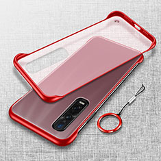 Carcasa Dura Cristal Plastico Funda Rigida Transparente H01 para Oppo Find X2 Pro Rojo